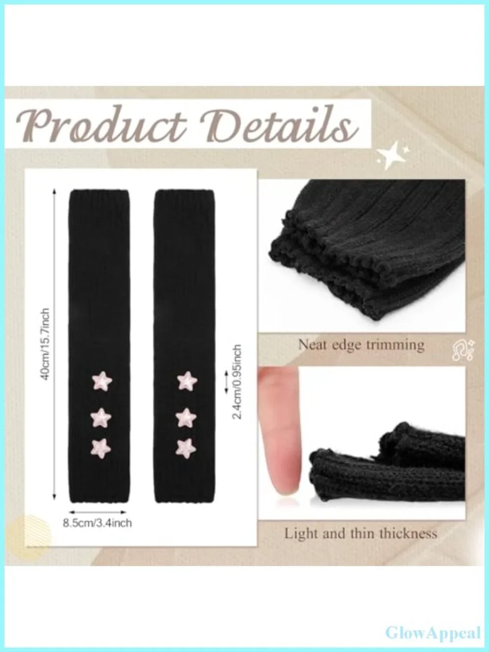 Y2K Arm Warmers 4 Pairs Fingerless Gloves Acrylic Knit Gothic Lolita